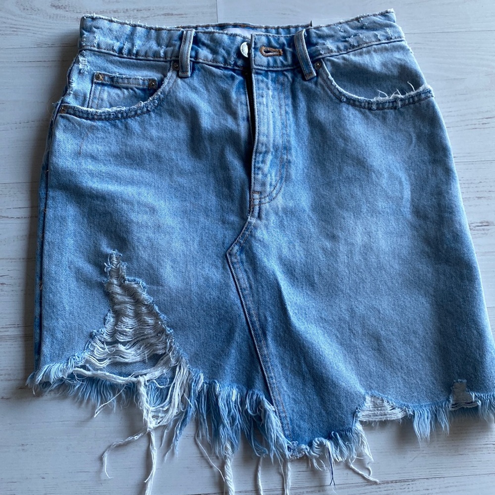 Zara high rise jean skirt